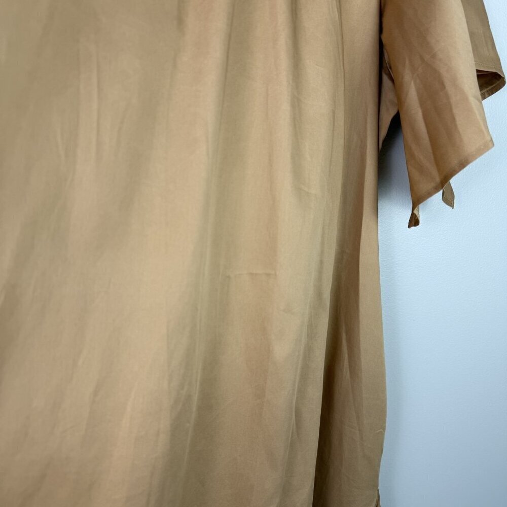 Anthropologie Agata Dress 1X Tan Cotton Clean Minimalist Midi Pockets NWT - Picture 7 of 12